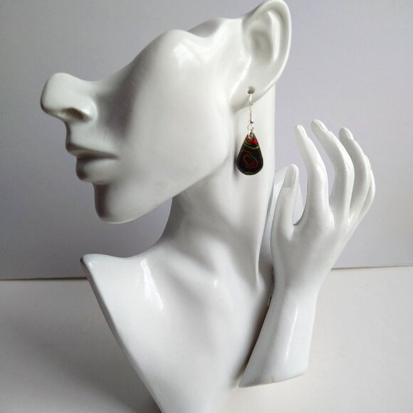 Handmade colormix polymer clay earrings. Boucles d'oreilles en pâte polymère - Picture 4 of 6